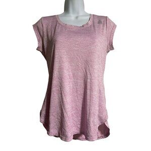 Reebok Pink Heathered Short Sleeve Activewear Womens Top Small